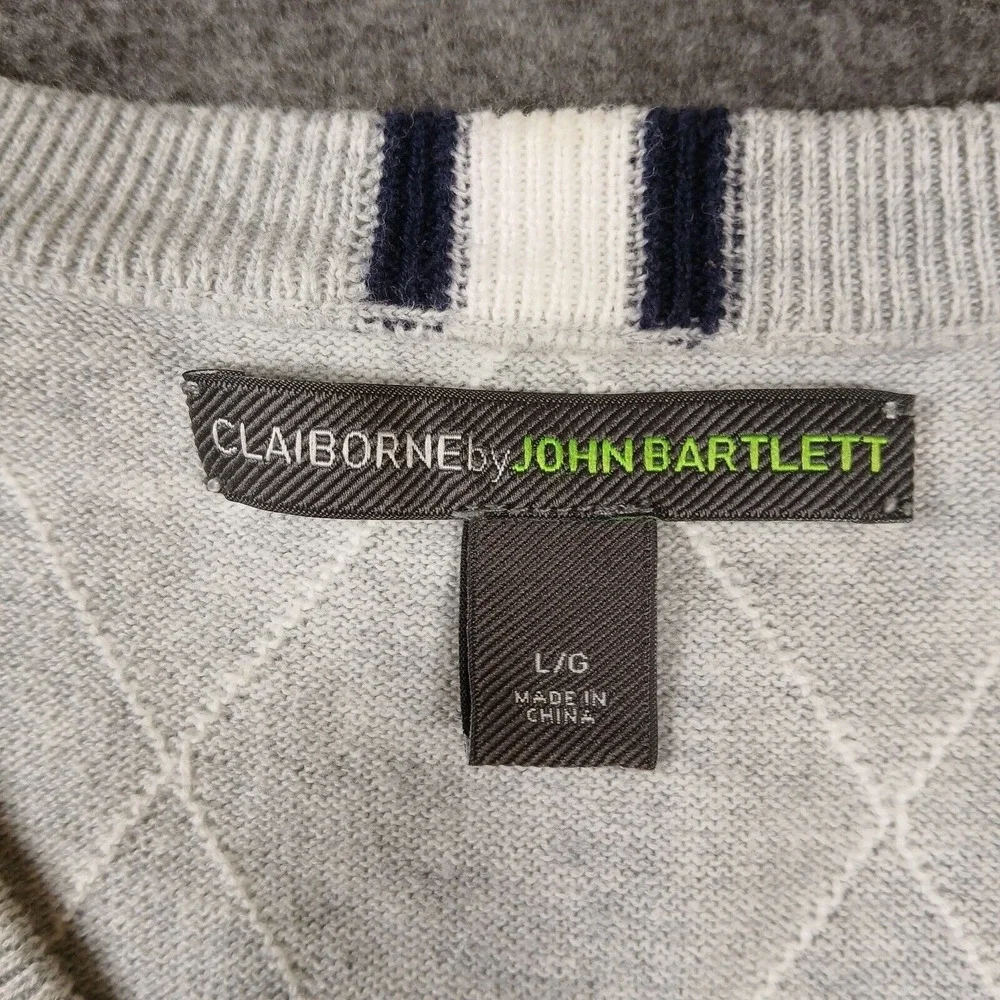 Claiborne by John Bartlett Men's Size Large Gray Geometric Golf Outdoor‎ Vest